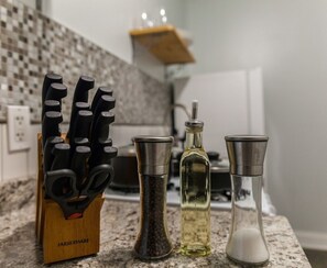 Fully equipped Kitchen with all the cooking essentials and utensils for your culinary needs.