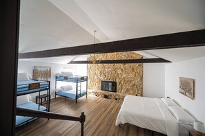 King bed along with 2 twin sized bunk beds 