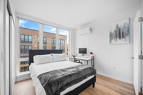 Queen sized bed, with work table for a professional .