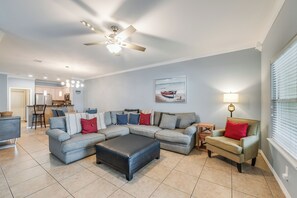 Cozy up on the sectional after a fun day in the sun.