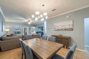 Room to relax, gather, and enjoy with dining for six and seating for two at the breakfast bar.