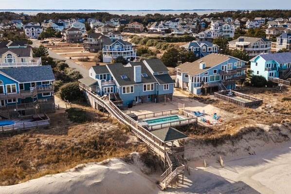 This beautiful seaside haven is a short stroll from the beach, with no streets to cross.