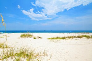 Fort Morgan offers 14 miles of beach and is pet-friendly!