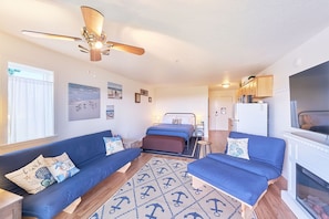 A stylish and inviting living space with modern decor and a relaxing atmosphere.