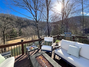 Lounge while listening to the river rushing below in this tranquil oasis.