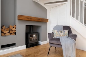 Living space with wood burner