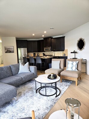 Open living, dinning area and kitchen