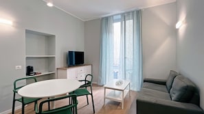 Bright living room with balcony