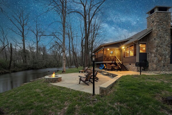 Private Creekside backyard