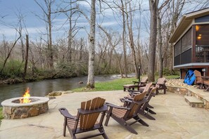Fire pit overlooking the river