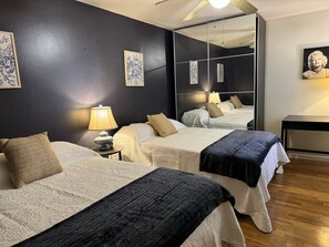 Bedroom # 1 : (2 double beds ) ceiling, fan, central AC, TV