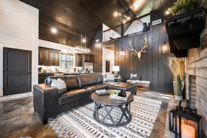 Open living room and kitchen area