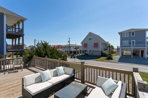 A deck with comfortable seating