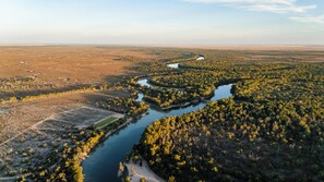 Aerial View where the Rufus River enters the Murray River