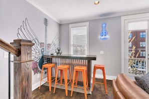 Experience the heart of Music City in this stylish vacation rental, ideal for bachelorette parties or family reunions! Enjoy a trendy bar area and Nashville flair while gathering with friends for a fun-filled getaway!