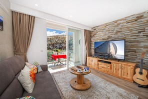 Very cozy living w Smart TV 65", DVD, tablet, phone, guitar, sofabed