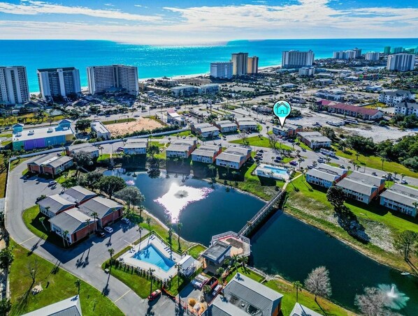 Aerial view of Gulf Terrace Condominiums