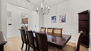 Family dining area for shared meals