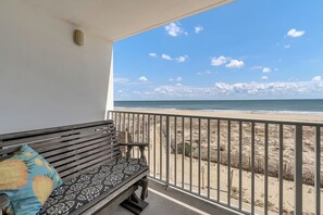 Enjoy sitting on your furnished Balcony and taking in the views, and the sounds and smells of the ocean, all while enjoying your morning coffee.