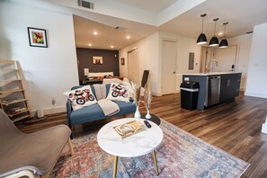 A space to connect, relax, and recharge. Whether you're lounging on the sofa with a good show or having late-night laughs with friends