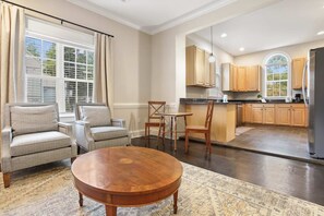 A view from the sitting room into the kitchen. 