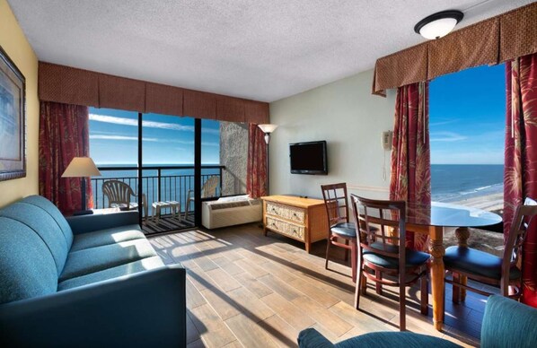 King suite living room with ocean view