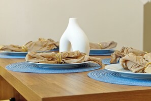 Table set up for the dining area