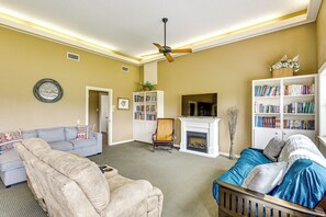 Living Room | Queen Sleeper Sofa | Queen Futon | Smart TV | Electric Fireplace