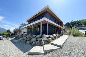 Guest parking area and stairs to suite entrance