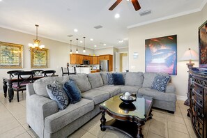 Stretch out, kick back, and enjoy quality time together. Every home features a large open-concept living room with plenty of seating for the whole group.