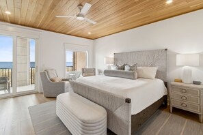 Primary Bedroom with King Bed, Sitting Area and Oceanfront Balcony