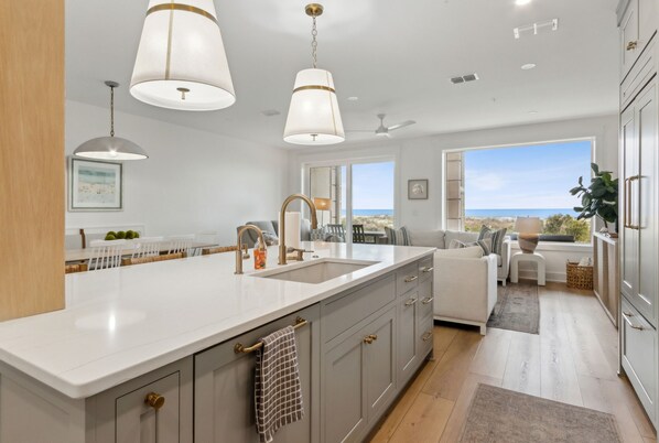 Spacious Kitchen Island with Views