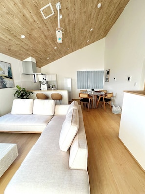 The living room is spacious.