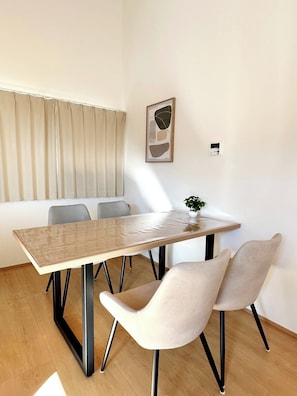 You can enjoy your meal at the table.