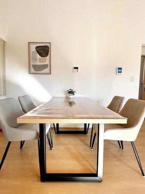 You can enjoy your meal at the table.
