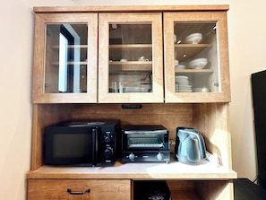 We also provide home appliances such as rice cookers, microwaves, and pots.