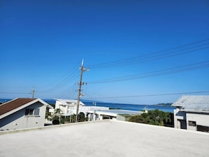 You can see the ocean from the rooftop.