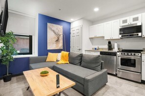 Living area and kitchen