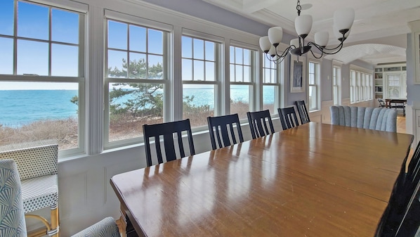 Dining area has incredible water views