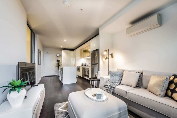 Spacious and comfortable living and dining with AC and Netflix