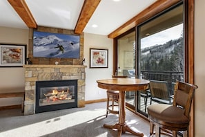 Fireplace with Mountain views
