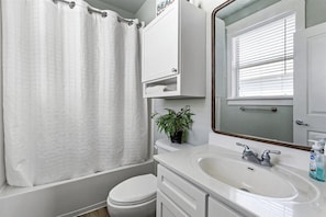 Fresh and clean bath with natural light. 