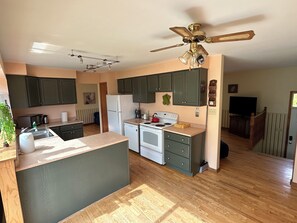 Kitchen with open space, fully equipment