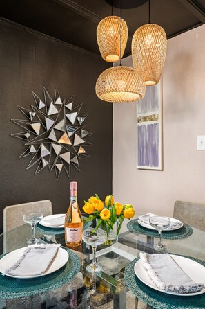 Set the table and enjoy a delicious meal.