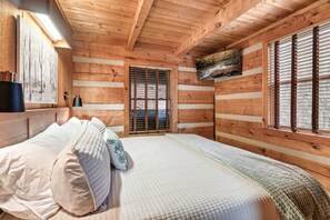 Main Level King Bedroom in each cabin