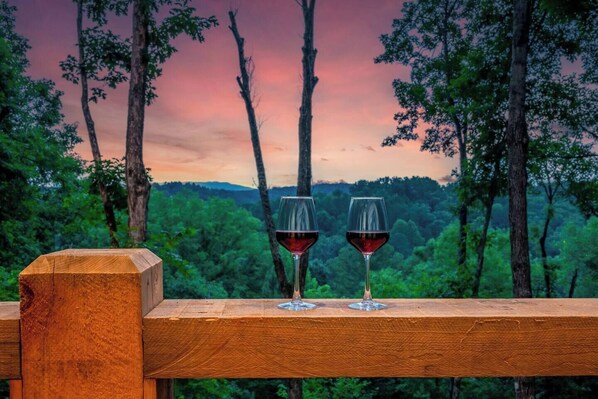 Enjoy the sunset with a glass of wine and a view from the top of Eagle Mountain. 
