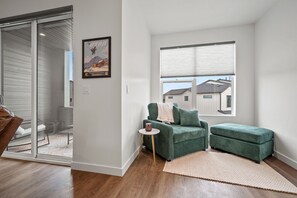 The nook off the living room provides a great space for reading.