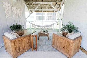 on patio two you will find a seating area and hammock