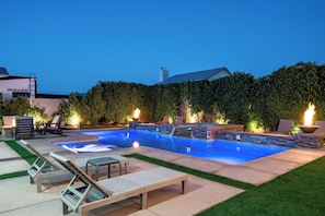 The outdoor fire feature make for an upscale ambience.