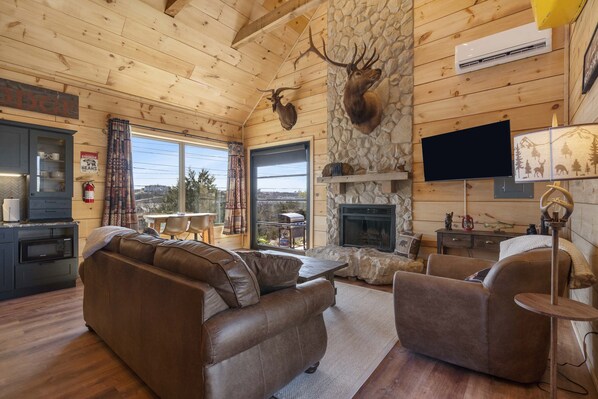 Curl up in the cozy living room & stream your favorites on the smart TV